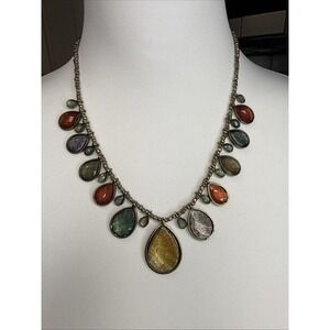 JB Statement Necklace Multicolor Teardrop Dangle